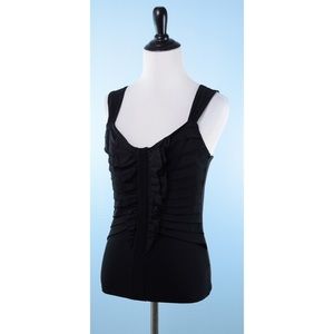 WHBM Black stretchy top with ruffle